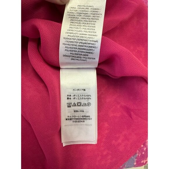 LAUREN Ralph Lauren Womens 8 Geometric Print Belted Crepe Midi Dress Fuchsia NWT - Picture 11 of 15